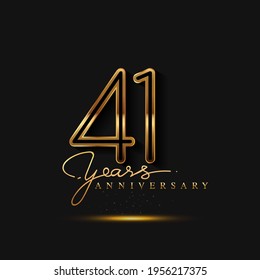 41 Years Anniversary Logo Golden Colored isolated on black background, vector design for greeting card and invitation card