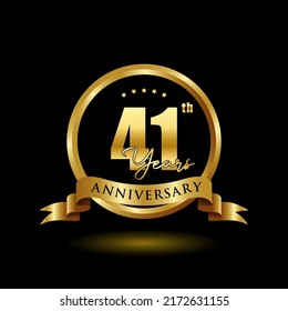 41 Years Anniversary Logo Golden Ring Stock Vector (Royalty Free ...