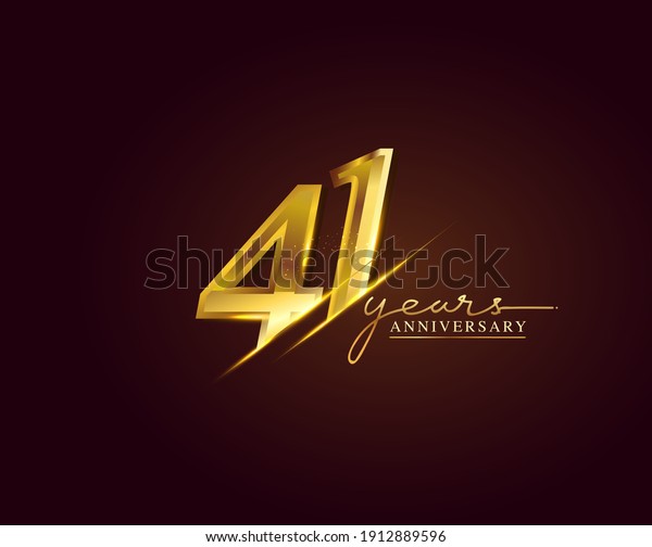 41 Years Anniversary Logo Golden Colored isolated on\
elegant background, vector design for greeting card and invitation\
card