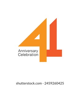 41, 41 Years Anniversary Logo, orange Colour, birthday,  Vector Template Design element for birthday, invitation, wedding, jubilee and greeting card illustration.