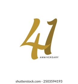 41, 41 Years Anniversary Logo, orange Colour, birthday,  Vector Template Design element for birthday, invitation, wedding, jubilee and greeting card illustration.