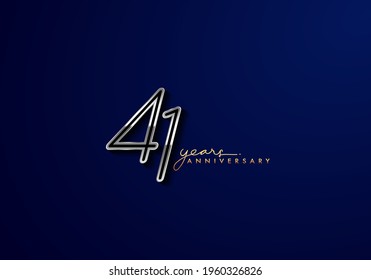 41 Years Anniversary Logo Silver Colored isolated on blue background, vector design for greeting card and invitation card