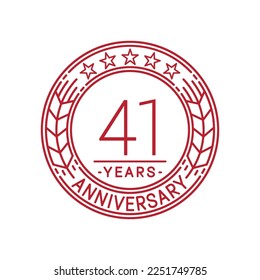 41 years anniversary logo template. 41st line art vector and illustration.