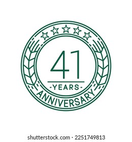 41 years anniversary logo template. 41st line art vector and illustration.