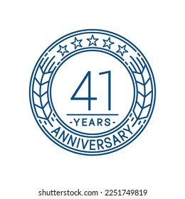 41 years anniversary logo template. 41st line art vector and illustration.