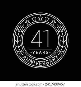 41 years anniversary logo template. 41st line art vector and illustration.