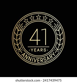 41 years anniversary logo template. 41st line art vector and illustration.