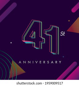 41 years anniversary logo, vector design birthday celebration with colorful geometric background and circles shape.