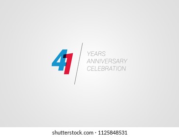 41 Years Anniversary logotype blend colorful font number isolated on white background