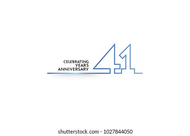 41 Years Anniversary logotype with blue colored font numbers made of one connected line, isolated on white background for company celebration event, birthday