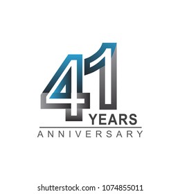 41 years anniversary logotype bold line number with grey and blue color for celebration event isolated on blue background