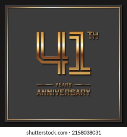 41 Years Anniversary logotype. Anniversary celebration template design for booklet, leaflet, magazine, brochure poster, banner, web, invitation or greeting card. Vector illustrations.