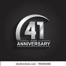 41 years anniversary logotype design with silver color isolated on black background for company celebration