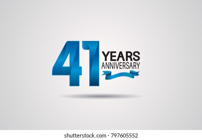 41 years anniversary logotype design with blue color and ribbon isolated on white background for celebration event