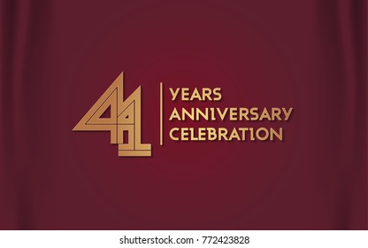 41 Years Anniversary Logotype with  Golden Multi Linear Number Isolated on Red Curtain Background