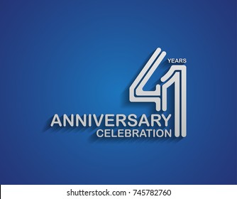 41 years anniversary logotype linked line number with silver color for celebration event isolated on blue background