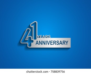 41 years anniversary logotype with outline number silver color on blue background