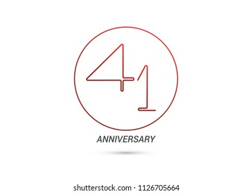 41 Years Anniversary logotype with rounded and simple red colored font numbers isolated on white background for company celebration event, birthday