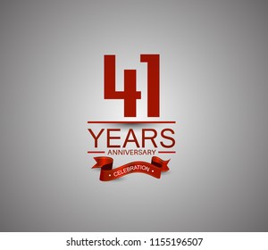 41 years anniversary logotype simple design with red ribbon for celebration purpose