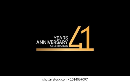 41 years anniversary logotype with single line golden and silver color for celebration 