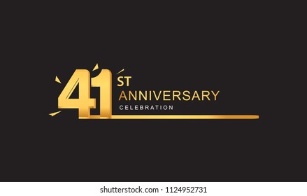 41 years anniversary logotype with single line golden and golden confetti for anniversary celebration
