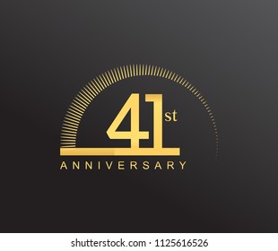 41 years anniversary logotype with single line golden color and golden ring for anniversary celebration