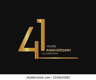 41 years anniversary logotype with single line golden and silver color for celebration