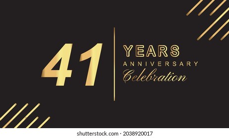 41 years anniversary luxury gold isolated on black background for 41th anniversary celebration event vector