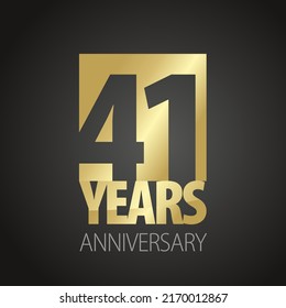 41 Years Anniversary negative space numbers gold black logo icon banner