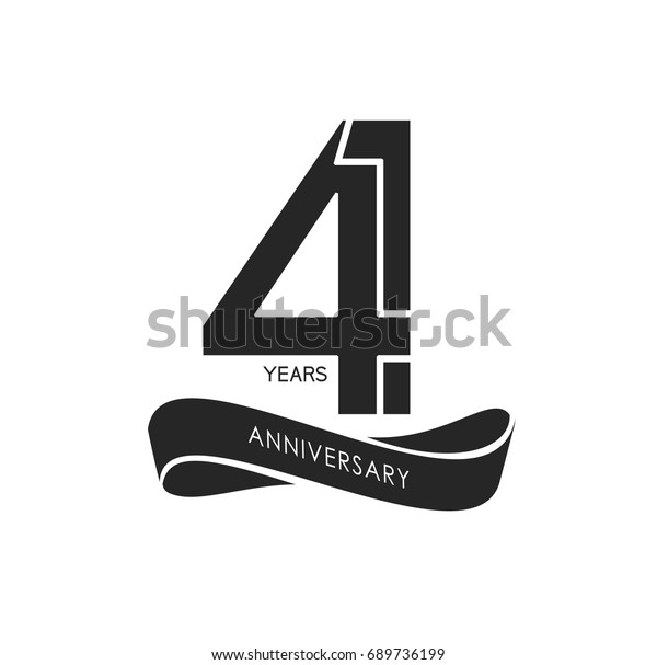 41 years\
anniversary pictogram vector icon, 41 years birthday logo label,\
black and white stamp\
isolated
