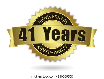 41 Years Anniversary Retro Golden Ribbon Stock Vector (Royalty Free ...