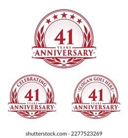 41 years anniversary set. 41st celebration logo collection. Vector and illustration. 