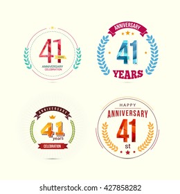 41 Years Anniversary Set with Low Poly Design and Laurel Ornaments