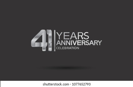 41 years anniversary silver design for celebration event isolated on black background 