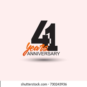 41 years anniversary simple design with negative style and yellow color isolated in white background