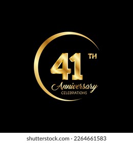 41 years anniversary. Anniversary template design concept with golden number , design for event, invitation card, greeting card, banner, poster, flyer, book cover and print. Vector Eps10