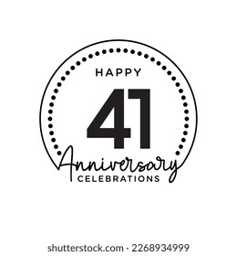 41 years anniversary. Anniversary template design concept, monochrome, design for event, invitation card, greeting card, banner, poster, flyer, book cover and print. Vector Eps10