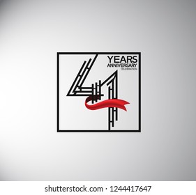41 years anniversary template flat style with square and red ribbon