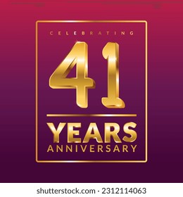 41 years anniversary vector banner template.birthday celebration banner with Golden numbers