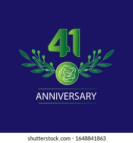 41 Years anniversary. Vector design greeting card with decorative floral for celebration