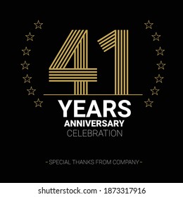 41 years anniversary vector icon, logo. Graphic design element with number and text composition for 41th anniversary.