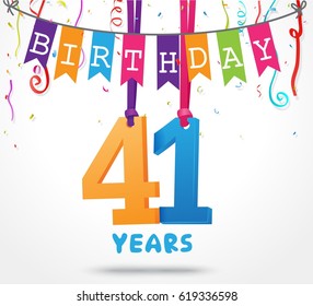 41 Years Birthday Celebration greeting card Design