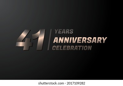41 years gold anniversary celebration logotype, anniversary banner vector, isolated on black background