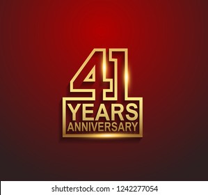 41 years golden anniversary line style isolated on red background for celebration