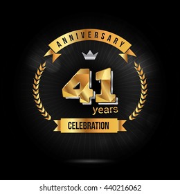 41 Years golden anniversary logo, low poly design number