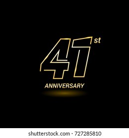 41  years golden line anniversary celebration logo design