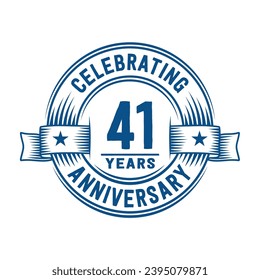 41 years logo design template. 41st anniversary vector and illustration.