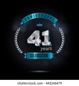 41 Years Silver anniversary logo, low poly design number