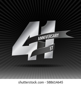 41 years silver anniversary logo celebration with ring and ribbon.