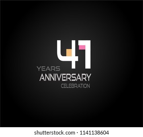 41 years simple black background with elegance white anniversary and orange, pink color accent